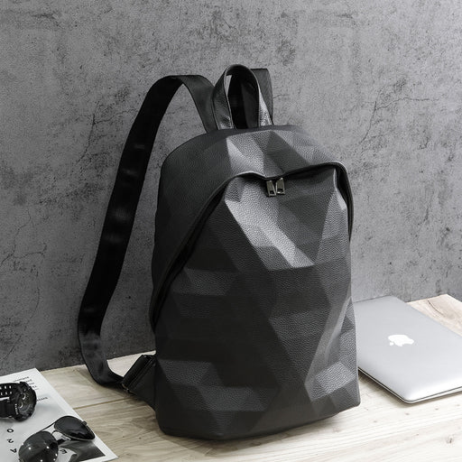 Black PU leather lattice backpack - MRSLM
