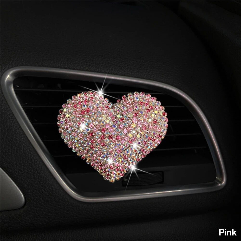 Luxurious Heart-Shaped Diamond Car Perfume Clip