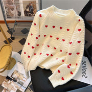 Women's heart cable-knit pullover sweater, view 3 - MRSLM