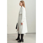 women's long tweed coat with belt, view 4 - MRSLM