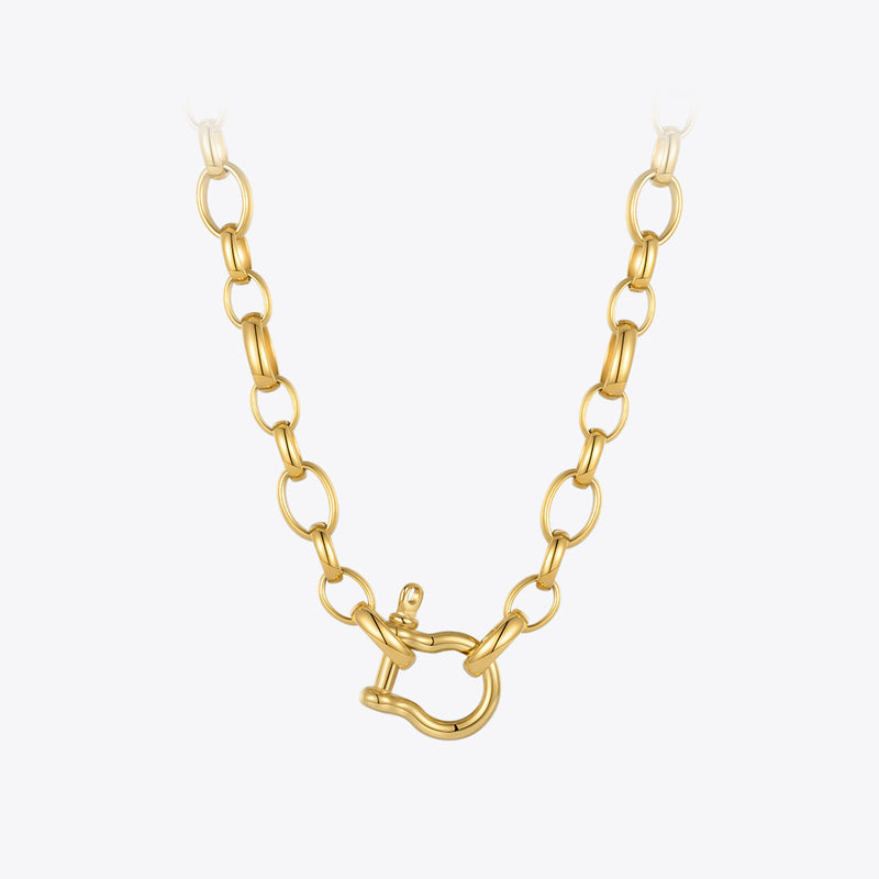 hip-hop titanium steel U-lock chain necklace, view 3 - MRSLM
