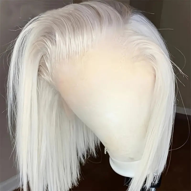 Pure white lace front bob wig, view 6 - MRSLM