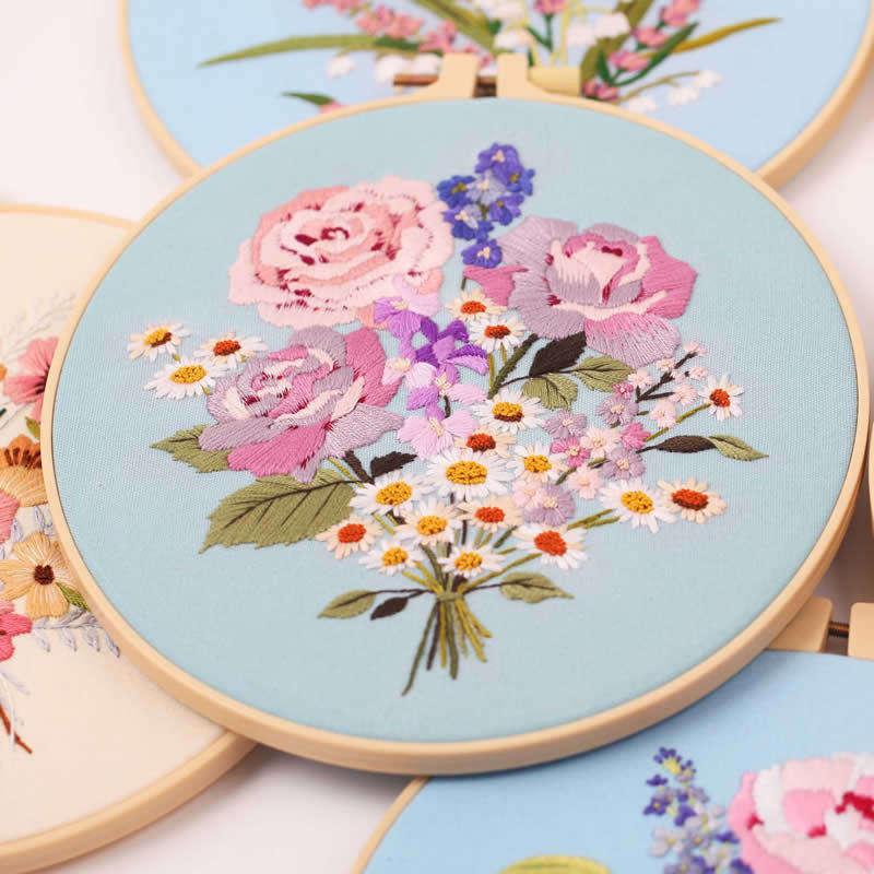 DIY floral embroidery kit for beginners, view 9 - MRSLM