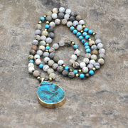 women's bohemian agate drop necklace, view 4 - MRSLM