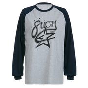 women's star print raglan t-shirt gray, view 3 - MRSLM