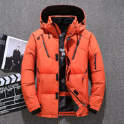 men's white duck down hooded jacket - MRSLM