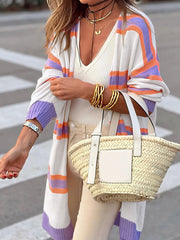 women's multicolor loose cardigan sweater, view 2 - MRSLM