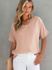 women's loose v-neck short sleeve t-shirt, view 8 - MRSLM