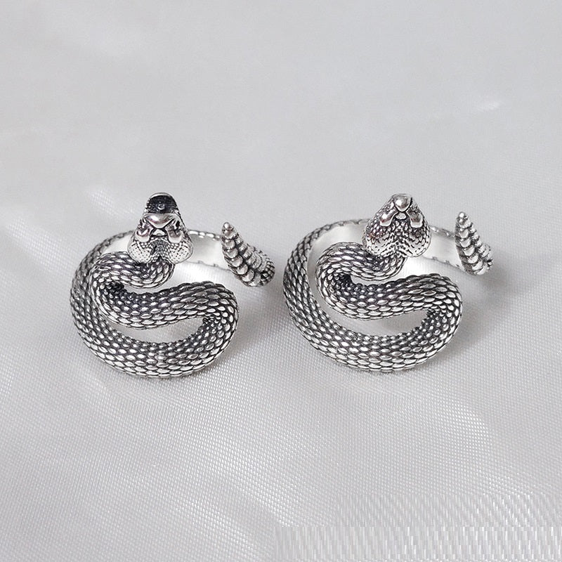 S925 silver vintage snake ring, view 6 - MRSLM