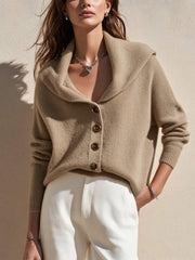Women's shawl-collar button-front knit cardigan, view 5 - MRSLM