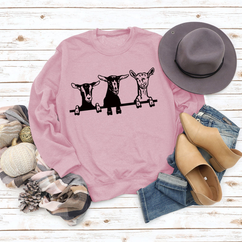cute alpaca print crew neck sweatshirt, view 12 - MRSLM
