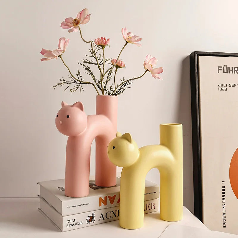 cathead ceramic tube vase, view 8 - MRSLM