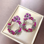 3D butterfly flower zircon earrings, view 5 - MRSLM