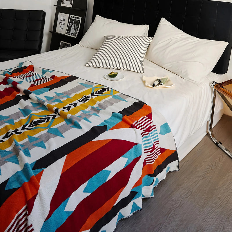 bohemian knitted cotton blanket, view 5 - MRSLM