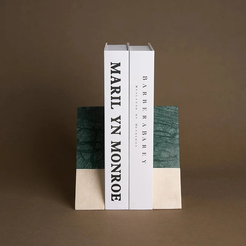 green marble bookends, view 4 - MRSLM