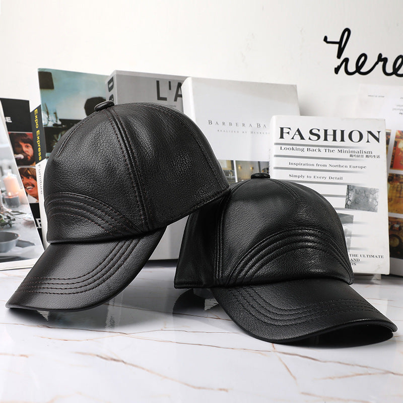 men's sheepskin leather baseball cap, view 2 - MRSLM