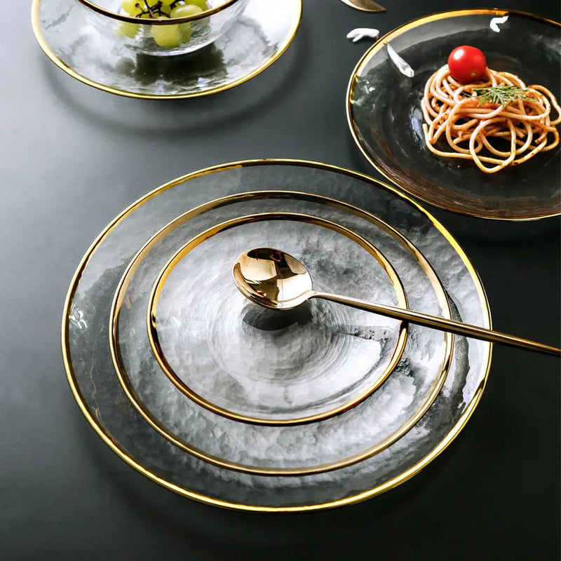 nordic glass dinner plates set, view 7 - MRSLM