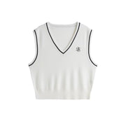 retro embroidered knitted vest, view 2 - MRSLM