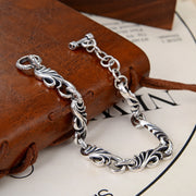 men's vine flower silver bracelet, view 2 - MRSLM
