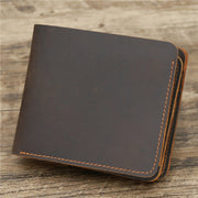 Men's crazy horse leather trifold wallet, view 9 - MRSLM