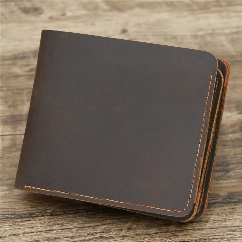 Men's crazy horse leather trifold wallet, view 9 - MRSLM