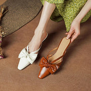 elegant leather mules with bowknot, view 16 - MRSLM