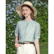 french puff sleeve blouse for women, view 3 - MRSLM