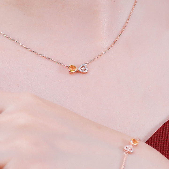 K Rose Gold Natural Citrine Necklace