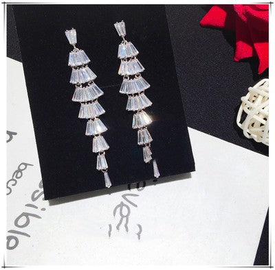 long zircon crystal tassel earrings, view 18 - MRSLM