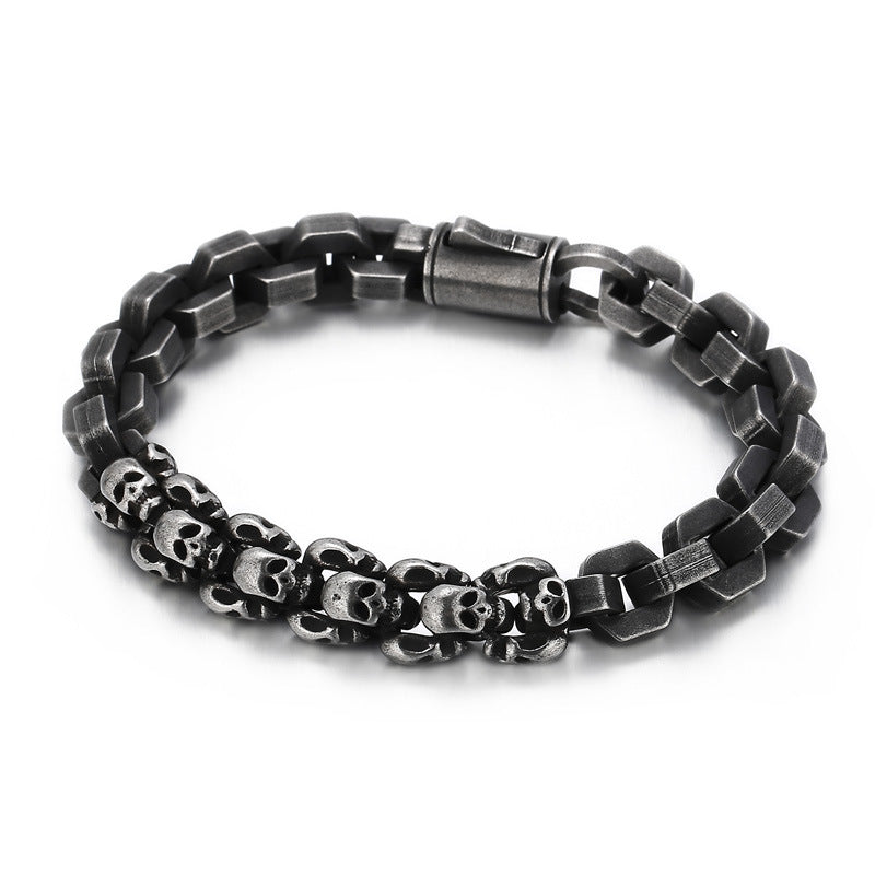 stitching skull titanium steel bracelet, view 6 - MRSLM