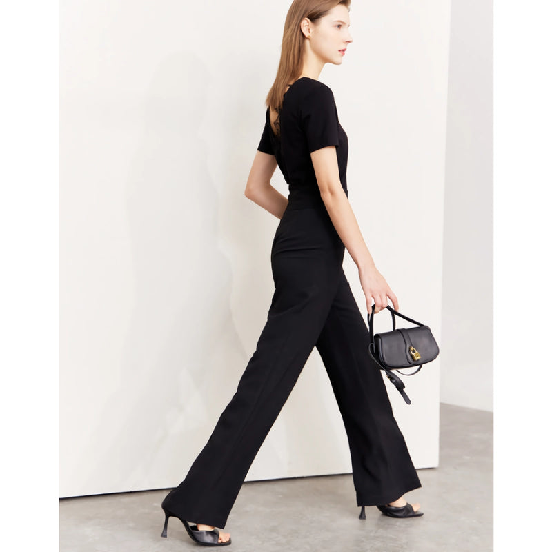 high-waisted wide-leg women's trousers, view 3 - MRSLM