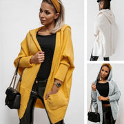 Women's hooded knit sweater coat with pockets - MRSLM