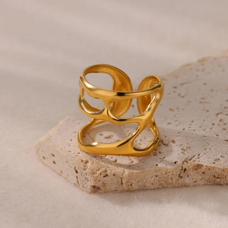 minimalist twisted stainless steel ring, view 5 - MRSLM
