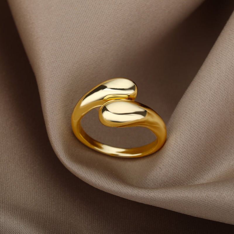 gold-tone stainless steel women's wedding band, view 4 - MRSLM