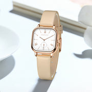 Square rose gold watch with leather strap, view 5 - MRSLM