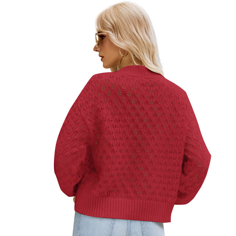 women's loose round neck pullover sweater, view 2 - MRSLM