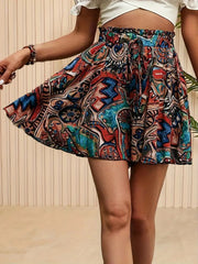 Printed elastic-waist summer shorts for women, view 8 - MRSLM