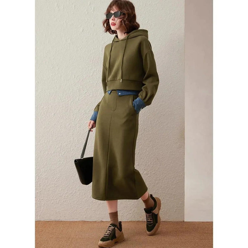 women's hooded two-piece dress set, view 8 - MRSLM