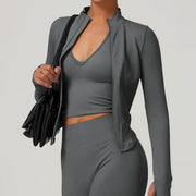 women's quick dry crop top zipper jacket, view 7 - MRSLM