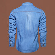 men's washed denim shirt, view 4 - MRSLM