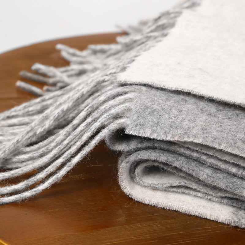 plaid wool scarf with tassels, view 5 - MRSLM