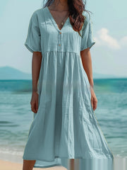 Women's cotton linen swing dress, view 5 - MRSLM