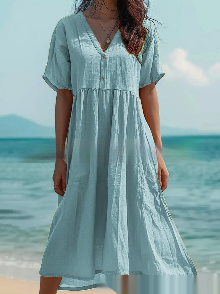Women's cotton linen swing dress, view 5 - MRSLM