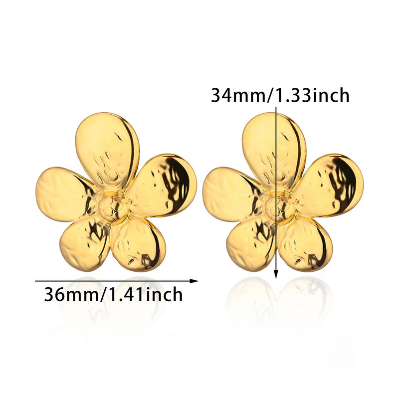 floral stainless steel stud earrings, view 7 - MRSLM