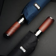 automatic folding umbrella with wooden handle, view 7 - MRSLM