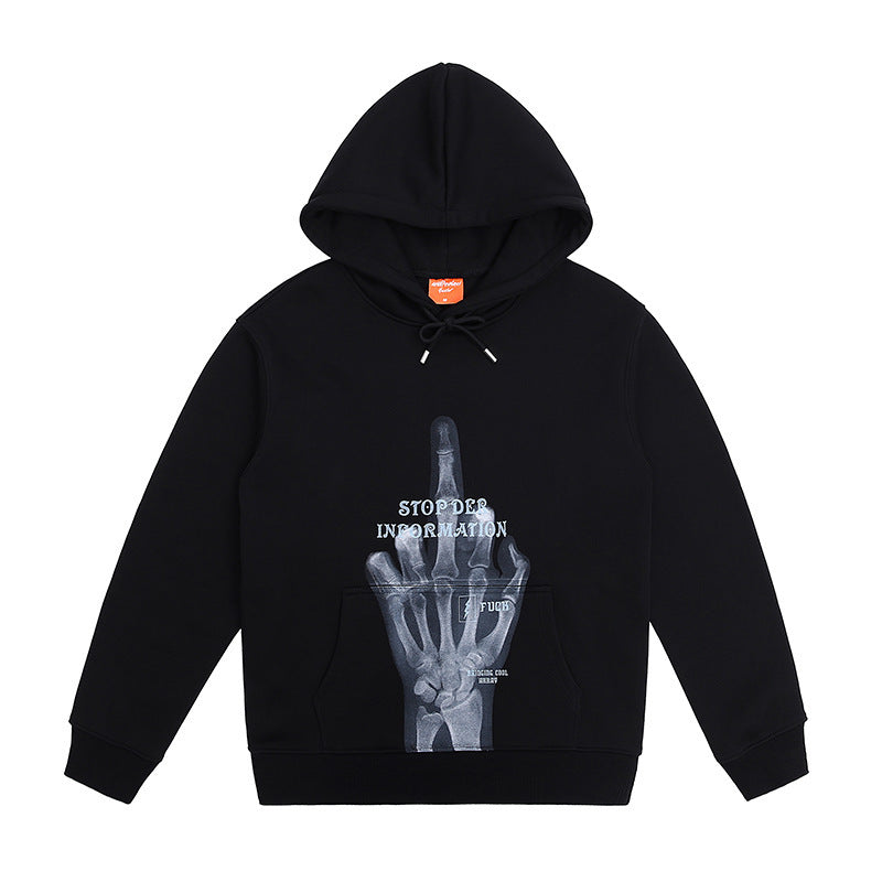 Men's skull finger print hoodie, view 6 - MRSLM