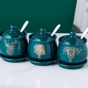 emerald ceramic seasoning jar set, view 3 - MRSLM