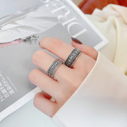 sterling silver wide face retro ring, view 5 - MRSLM