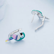 sterling silver zircon parrot earrings, view 2 - MRSLM