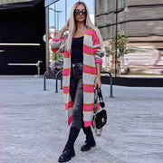striped color block baggy knit cardigan coat - MRSLM
